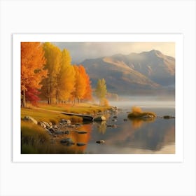 Autumn Trees By The Lake 1 Art Print