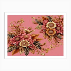 Flowers On A Pink Background Art Print