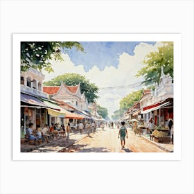 Street Scene In Cambodia Art Print