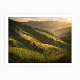 Sunrise Over Rice Terraces Art Print