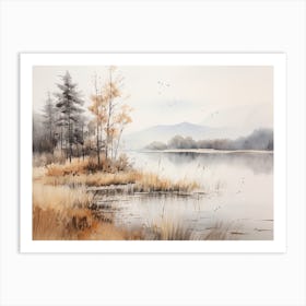 A Painting Of A Lake In Autumn 19 Art Print