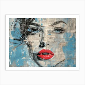 Woman With Red Lips Art Print