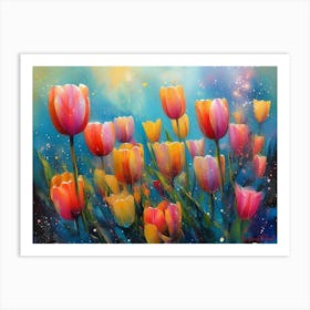 A Garden Brimming With Tulips Art Print