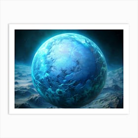 Blue Frozen Planet In Space Art Print