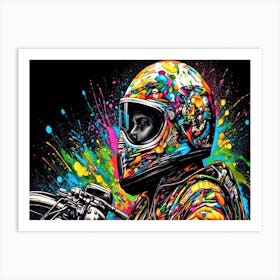 Color Splash Biker - Motorcycle Rider Art Print