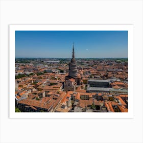 Aerial view of scenic panorama of famous landmark Novara, Italy. Drone photography Art Print