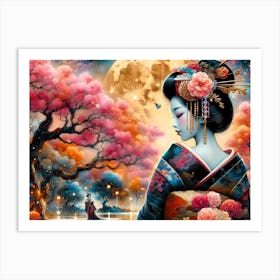 Geisha Outside Art Print