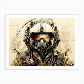 Amcalv3rt Diagrammatic Drawing Of A Fighter Pilot Helmet Minami 5d2d18c5 9d5b 411a Aaf7 151af96bc736 Upscaled Art Print