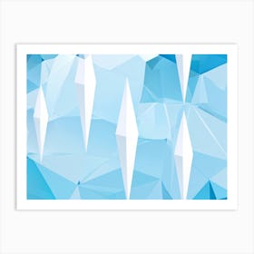 Abstract Polygonal Icicles Pattern Geometric Shapes Resembling Ice Cast In Various Shades Of White (4) Art Print