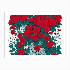 Red Roses In A Vase 1 Art Print