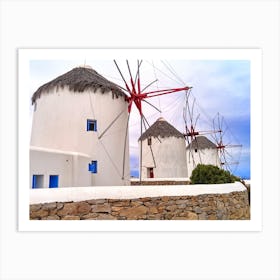 Windmills In Mykonos (Greece Series) Art Print