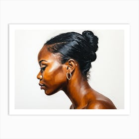 Side Profile Of Beautiful Woman Oil Painting 175 Art Print