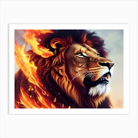 Lion Of Fire Art Print