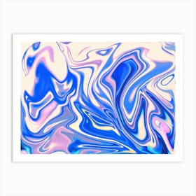 Pattern Blue White abstract painting Art Print