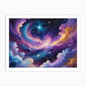 Cloudy Sky With Stars Art Print