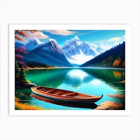 Boat On A Lake 2 Art Print