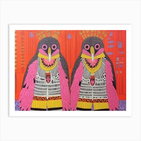Crowned Eagle 2 Folk Style Animal Illustration Art Print