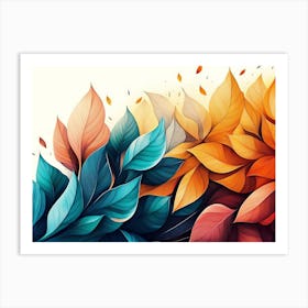 Beautiful Illustration of Colorful Leaves 1 Art Print