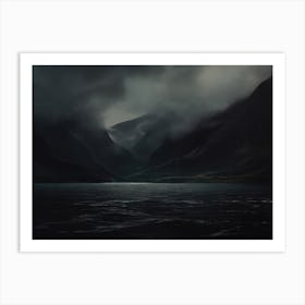 Moody Mountain Lake Vintage Art Print