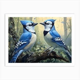 Bluejays In The Woods 4 Art Print