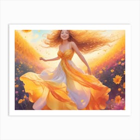 Girl In A Yellow Dress Art Print