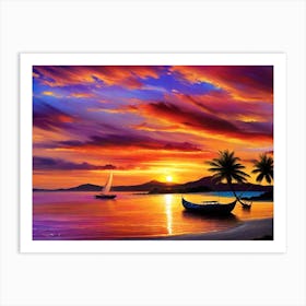 Sunset At The Beach 121 Art Print