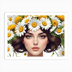 Fashion Woman With Flowers 01 Art Print