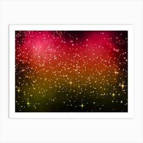 Yellow Green, Red Violet Shining Star Background Art Print