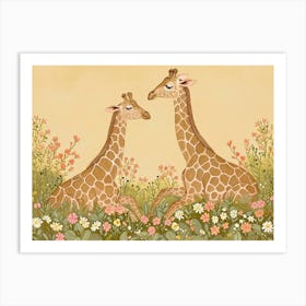 Floral Animal Illustration Giraffe 2 Art Print
