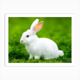 White Rabbit In Grass Art Print