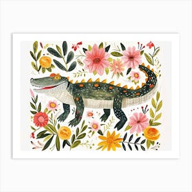 Little Floral Crocodile 1 Art Print