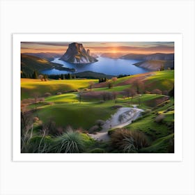 Sunset Over Lake Art Print