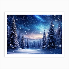 Banner Featuring A Majestic Winter Landscape Blanketed By Pristine Snow Where Magic Snowflakes Gen (4) Art Print