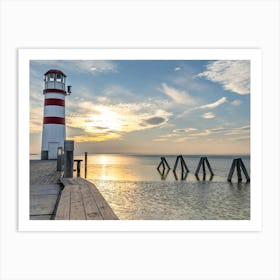 Lighthouse At Sunset Art Print