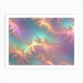 Abstract Pattern With Delicate White And Gold Swirling Lines, Reminiscent Of A Natural Pattern Or Galaxy, On A Pastel Background Art Print