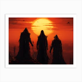 Three Grim Reapers At Sunset Art Print