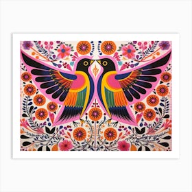 Hummingbird 2 Folk Style Animal Illustration Art Print