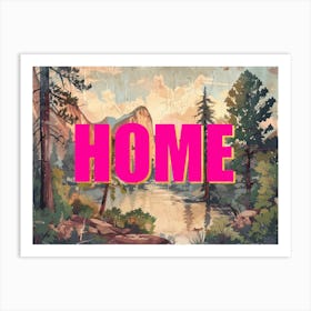 Pink And Gold Home Poster Vintage Woods Illustration 1 Art Print