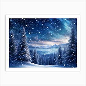 Banner Featuring A Majestic Winter Landscape Blanketed By Pristine Snow Where Magic Snowflakes Gen (6) Art Print