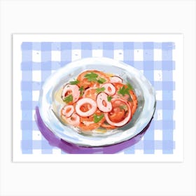 A Plate Of Octopus Salad, Top View Food Illustration, Landscape 2 Art Print