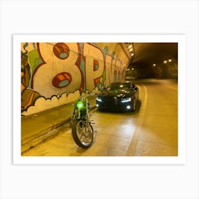 Motorcycle In A Tunnel Art Print