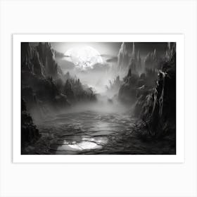 Ethereal Landscape Abstract Black And White 3 Art Print