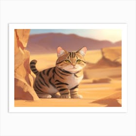 Cat In The Desert 7 Art Print