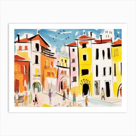 Trento Italy Cute Watercolour Illustration 3 Art Print