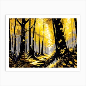 Golden Path In The Woods Art Print