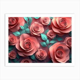 3d Roses Abstraction Art Print