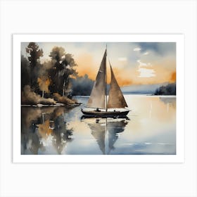 Sailboat Painting Lake House (13) Art Print