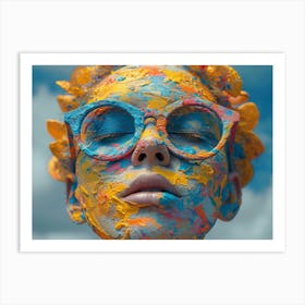 Psychedelic Portrait: Vibrant Expressions in Liquid Emulsion Girl With Paint On Her Face Art Print