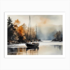 Sailboat Painting Lake House (26) Art Print