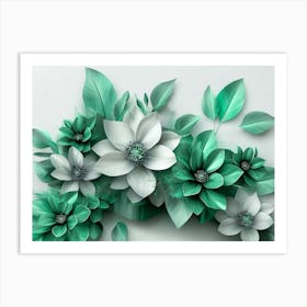 Green Flowers 3 Art Print